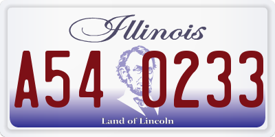 IL license plate A540233