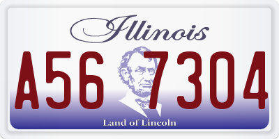 IL license plate A567304