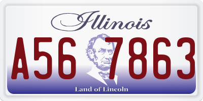 IL license plate A567863
