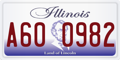 IL license plate A600982