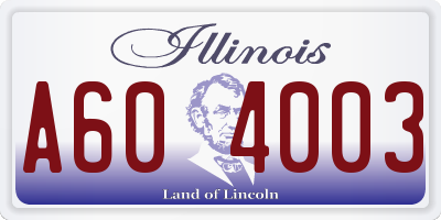 IL license plate A604003