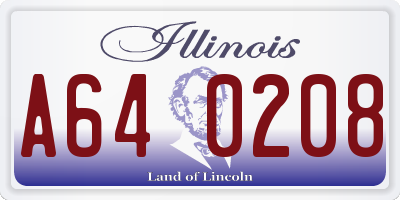 IL license plate A640208