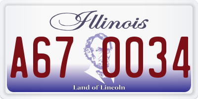 IL license plate A670034