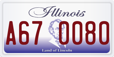 IL license plate A670080