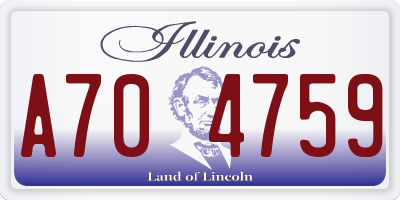 IL license plate A704759