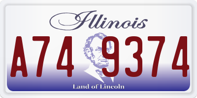 IL license plate A749374