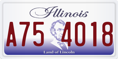 IL license plate A754018