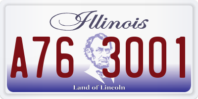 IL license plate A763001