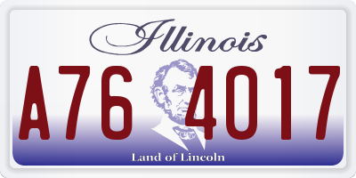 IL license plate A764017