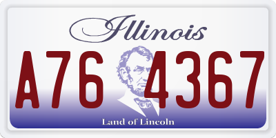 IL license plate A764367