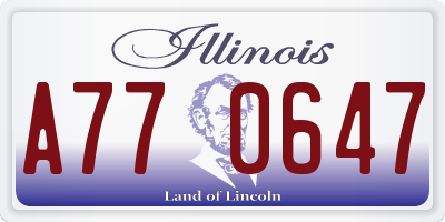IL license plate A770647