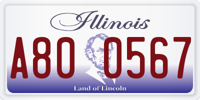 IL license plate A800567