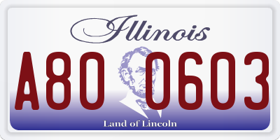 IL license plate A800603