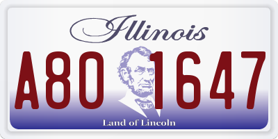 IL license plate A801647