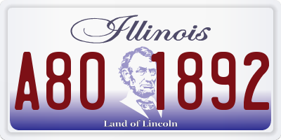 IL license plate A801892