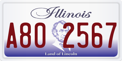 IL license plate A802567