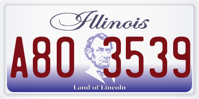 IL license plate A803539