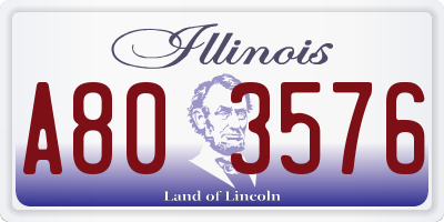 IL license plate A803576