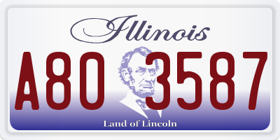 IL license plate A803587