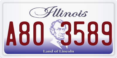 IL license plate A803589