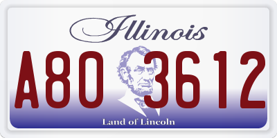 IL license plate A803612
