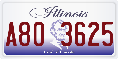 IL license plate A803625