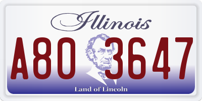 IL license plate A803647