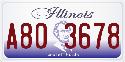 IL license plate A803678