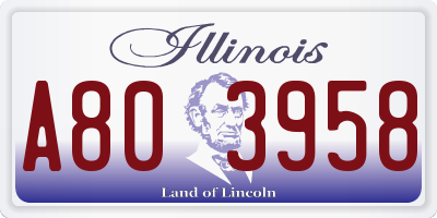 IL license plate A803958