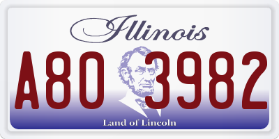 IL license plate A803982