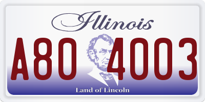 IL license plate A804003