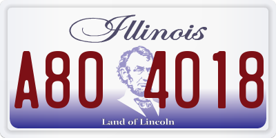 IL license plate A804018
