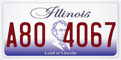 IL license plate A804067