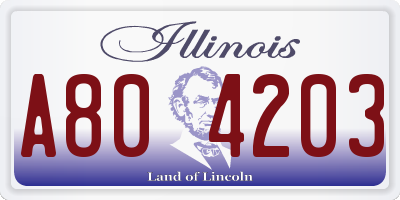 IL license plate A804203