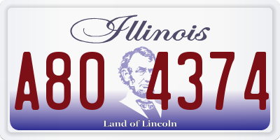 IL license plate A804374