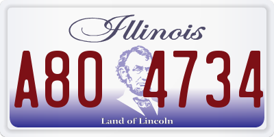 IL license plate A804734