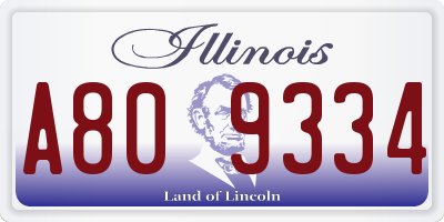 IL license plate A809334