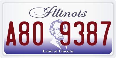 IL license plate A809387