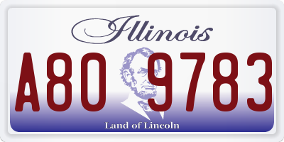 IL license plate A809783