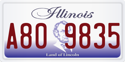 IL license plate A809835