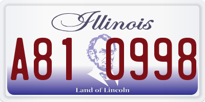 IL license plate A810998