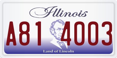 IL license plate A814003