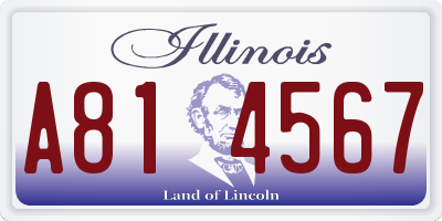 IL license plate A814567