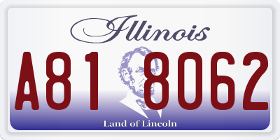 IL license plate A818062
