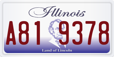 IL license plate A819378
