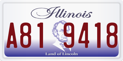 IL license plate A819418