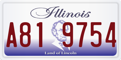 IL license plate A819754
