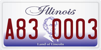 IL license plate A830003