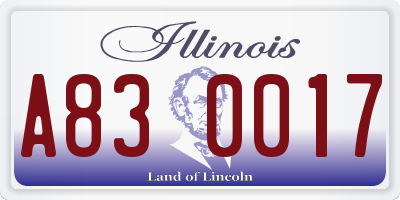 IL license plate A830017