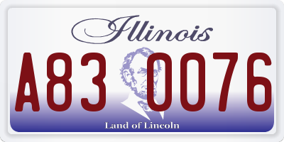 IL license plate A830076